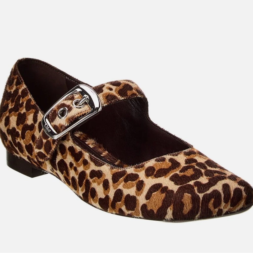 Chloe Leopard Print Flats with Buckle